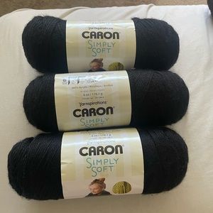 3 skeins of Caron Simply Soft Black Yarn